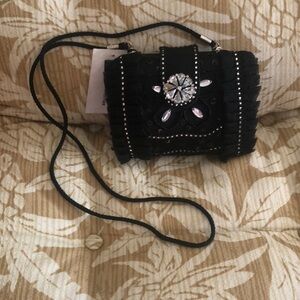 Elegant Black Mini Bag with Silver Embellishments
